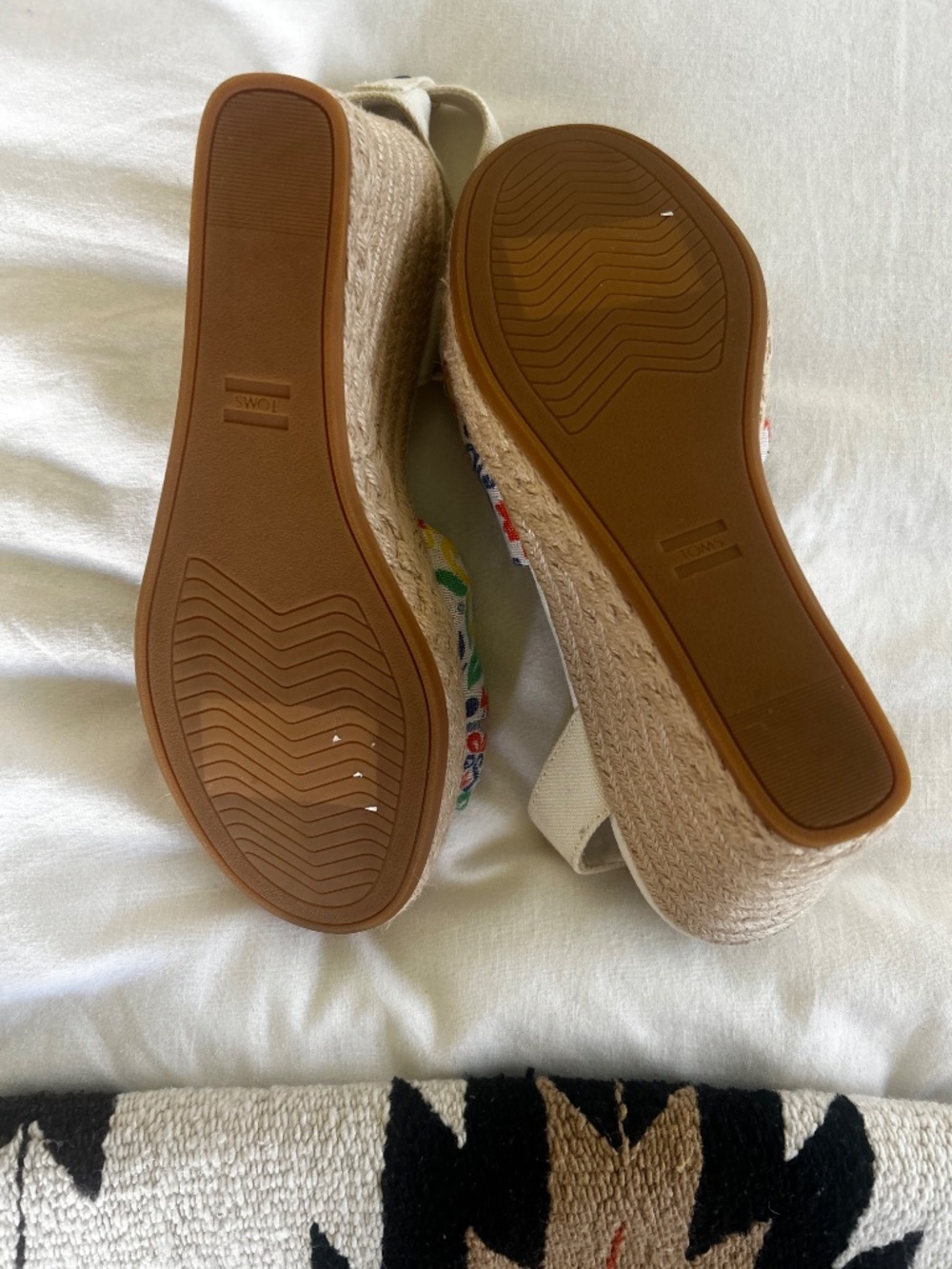 toms marisela floral espadrille wedge sandals ivory ankle strap canvas size 9 - Picture 5 of 8